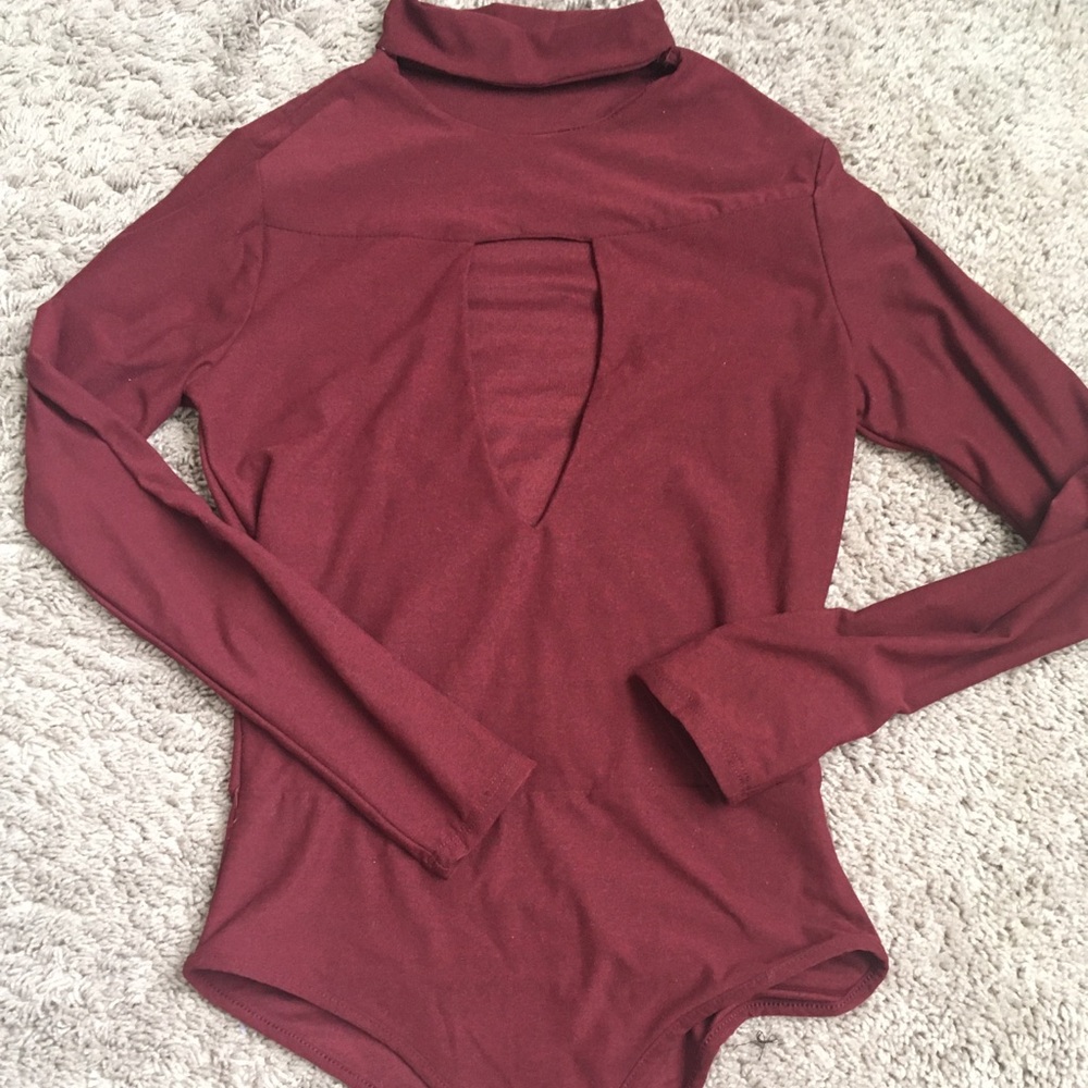 Maroon Long Sleeve Bodysuit